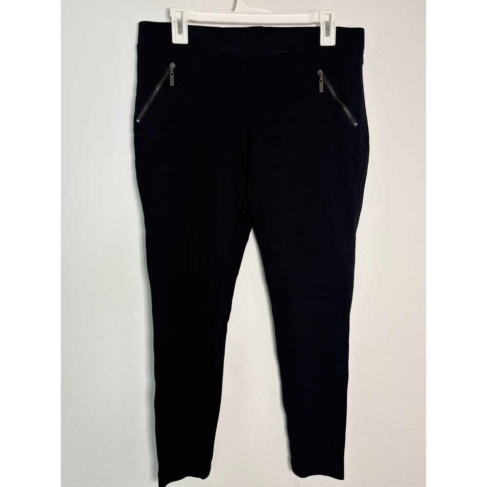 Matty‎ M Black Ponte Knit Leggings Front Zip Pockets Womens Large MB4942CUS